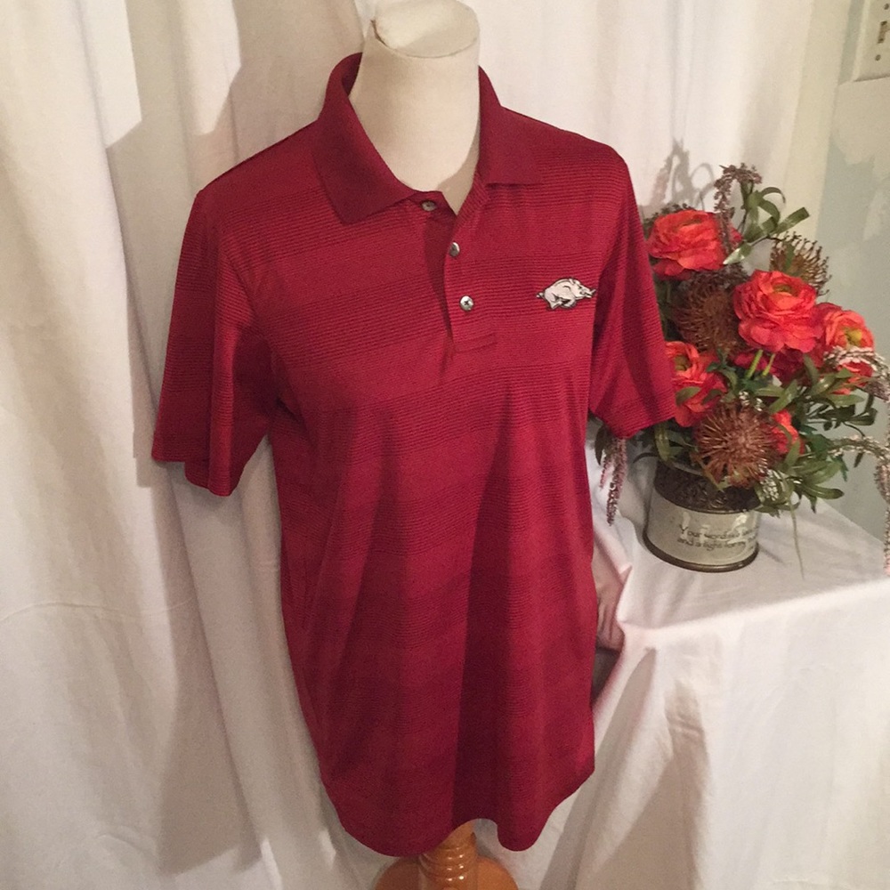 Arkansas Razorback pullover, 3 button down shirt.